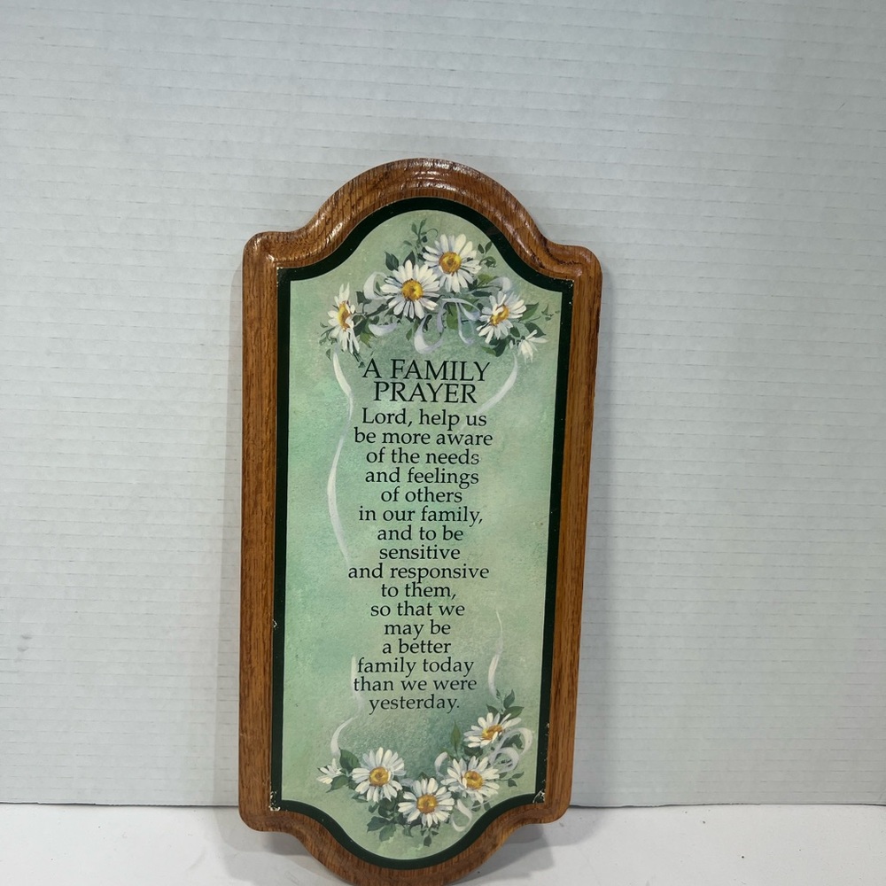Floral Family Prayer Plaque with Green Background